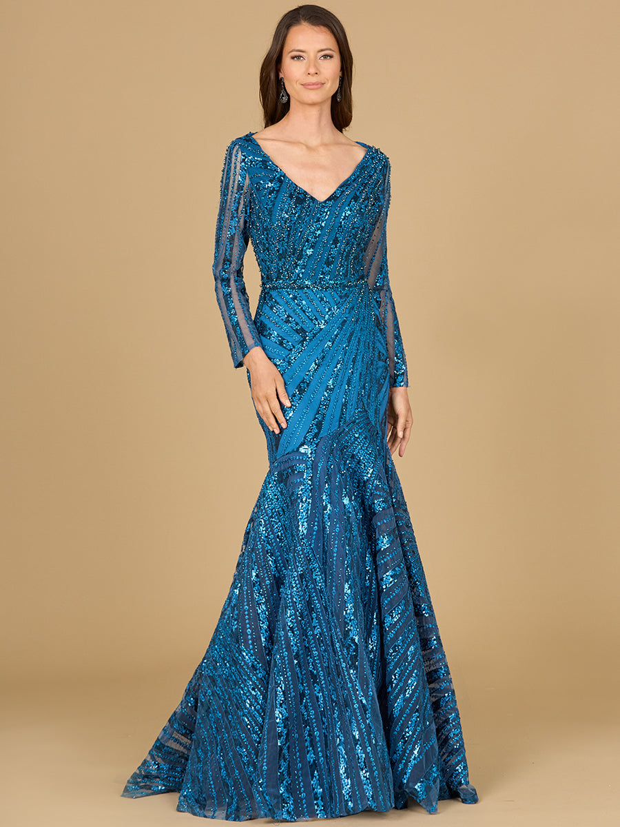 Lara 29188 - Mermaid, Long Sleeve Gown - FOSTANI