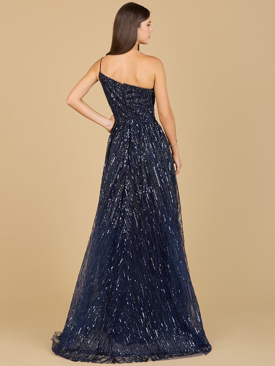 Lara 29194 - One Shoulder Navy Ball Gown - FOSTANI