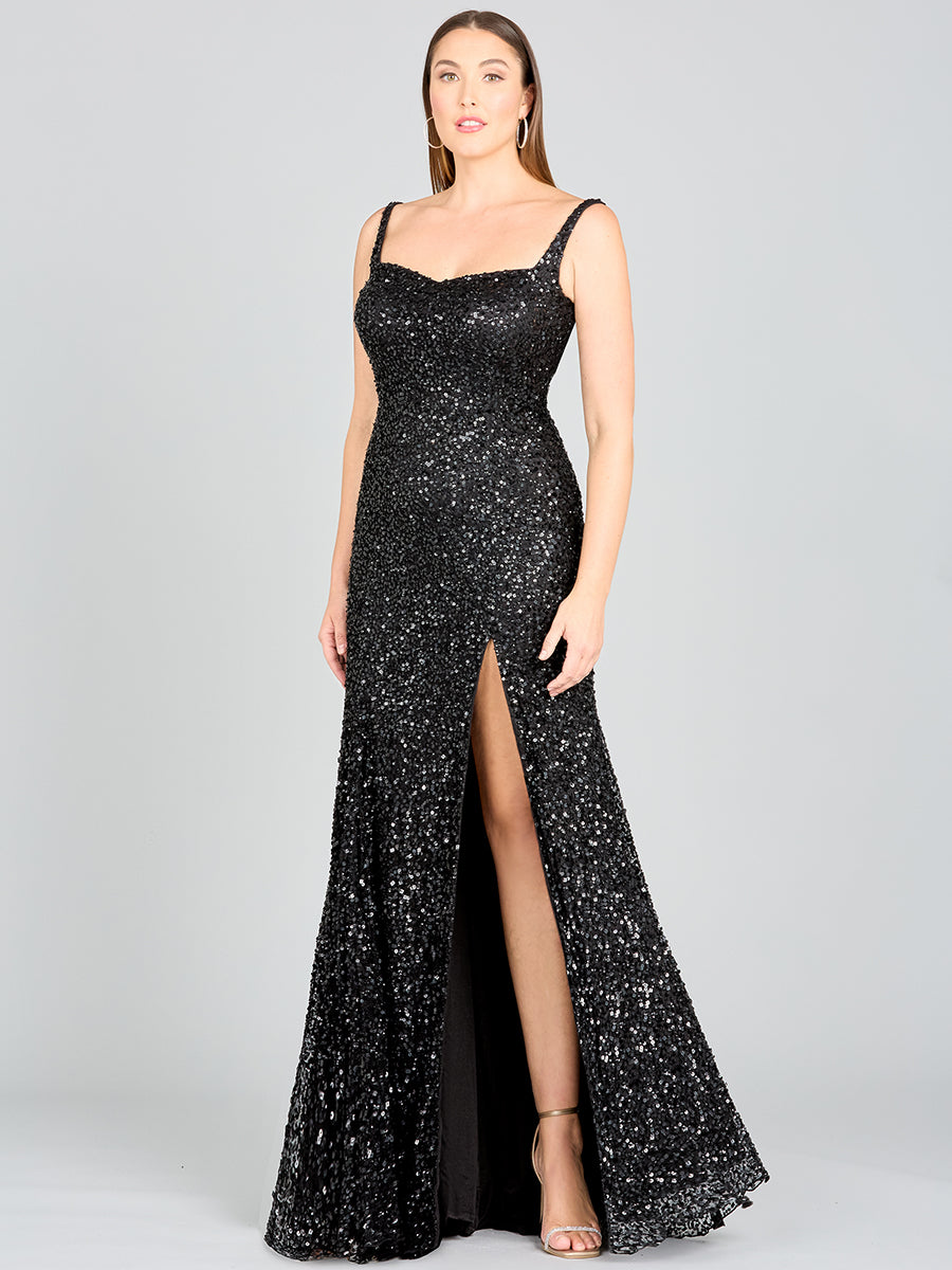 Lara 29285 - Sweetheart Neckline, Beaded Gown with Slit - FOSTANI