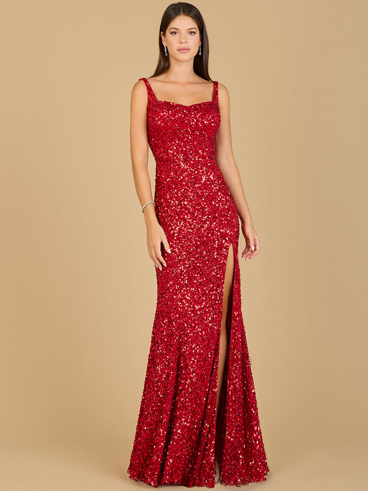 Lara 29285 - Sweetheart Neckline, Beaded Gown with Slit - FOSTANI