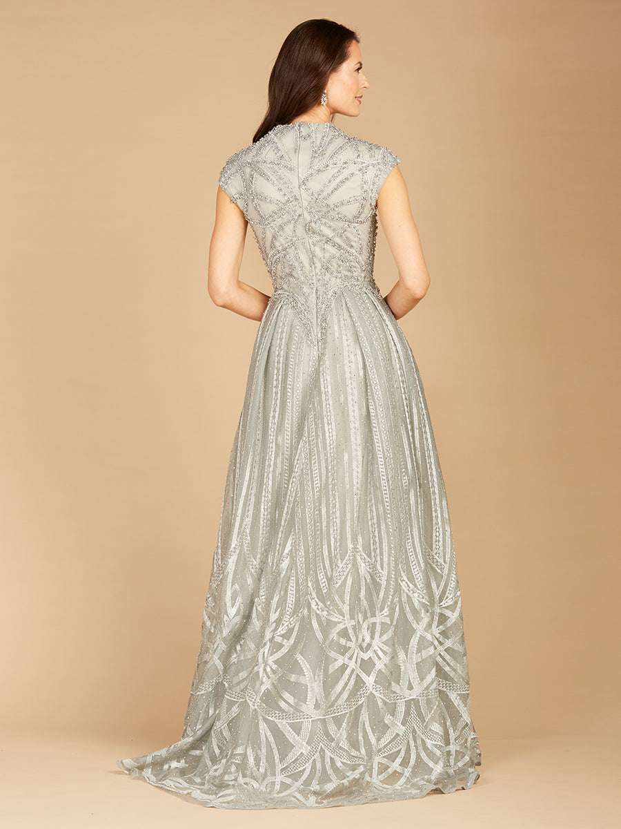 Lara 29296 - High Collar A-line Gown - FOSTANI