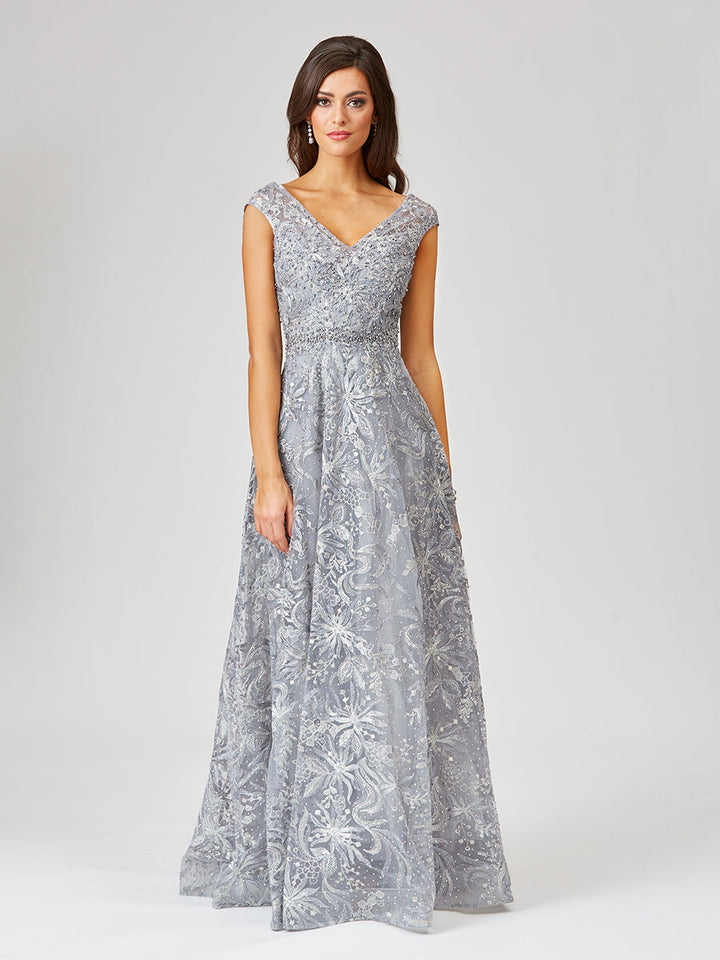 Lara 29478 - Cap Sleeve Lace Ballgown - FOSTANI