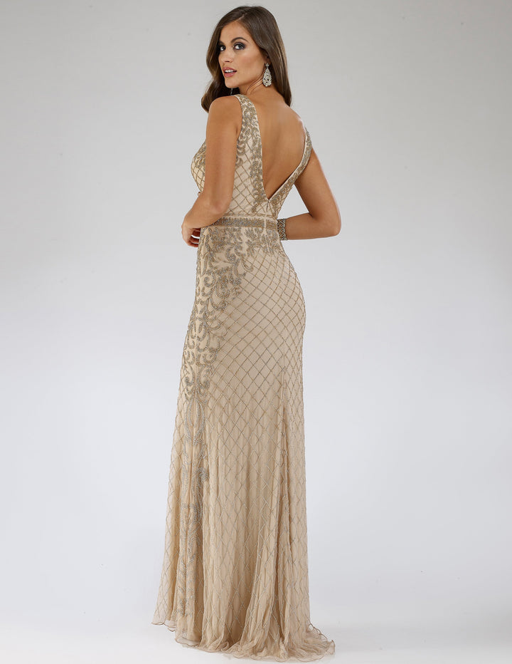 Lara 29535 - Beaded V-Neck Dress - FOSTANI