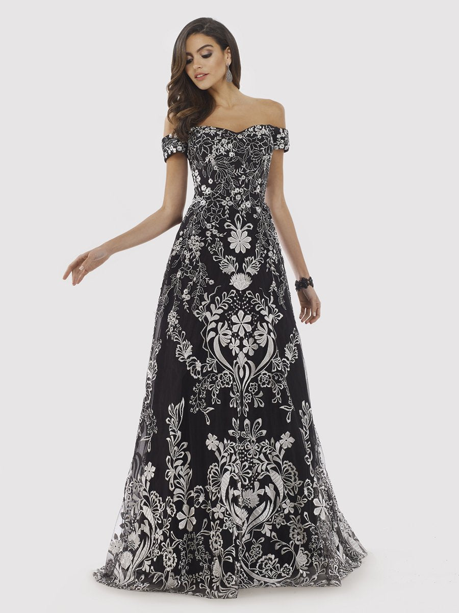 Lara 29795 - Black Off Shoulder Lace Ballgown - FOSTANI