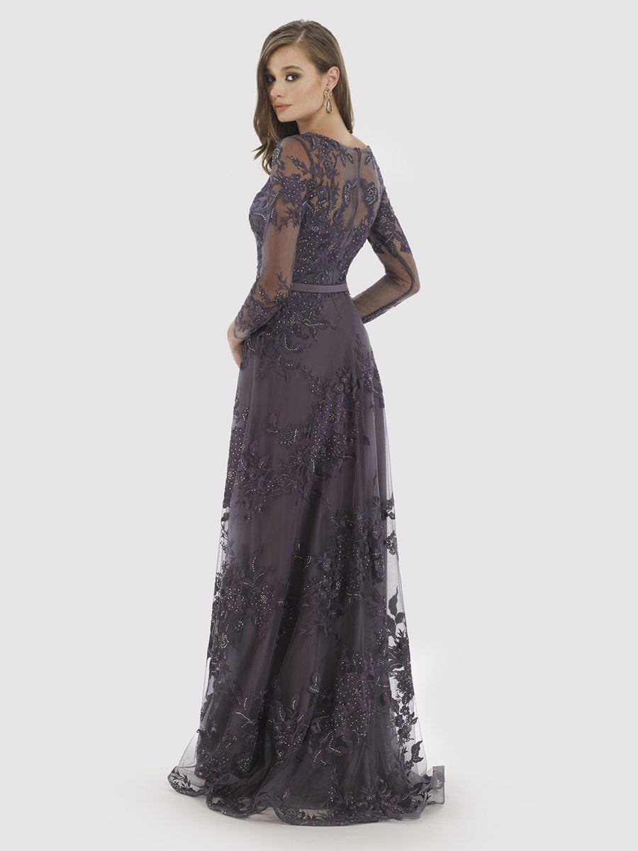 Lara 29863 - High Neck Beaded Lace Gown with Long Sleeves - FOSTANI