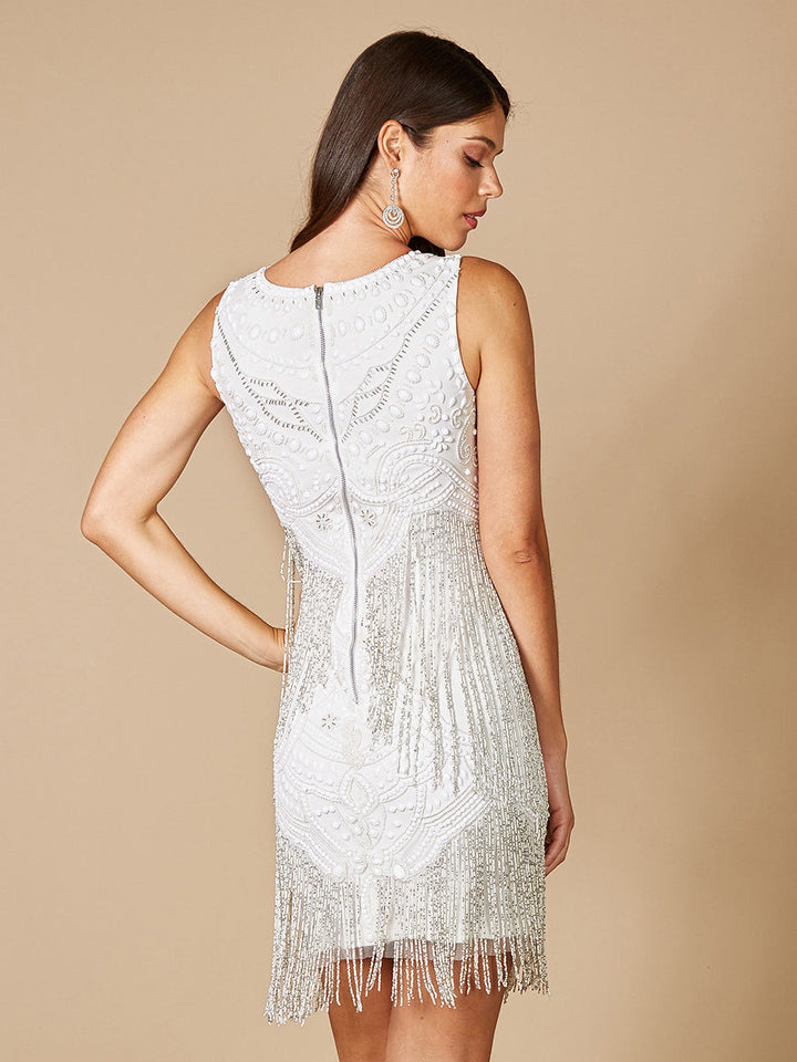 Lara 33544- Beaded Fringe Cocktail Dress - FOSTANI