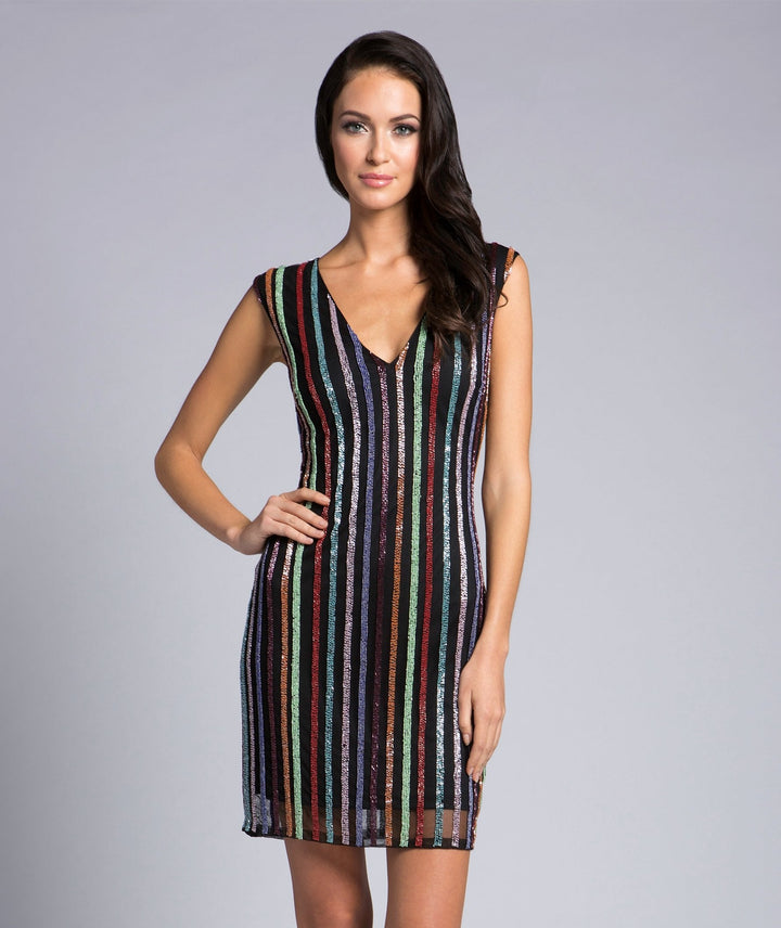 Lara 33607 - Chic Multi Color Beaded Cocktail - FOSTANI