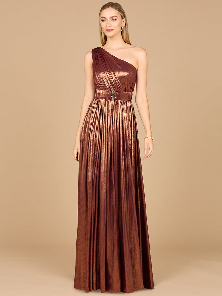 Lara 8122 - One Shoulder Metallic Dress - FOSTANI