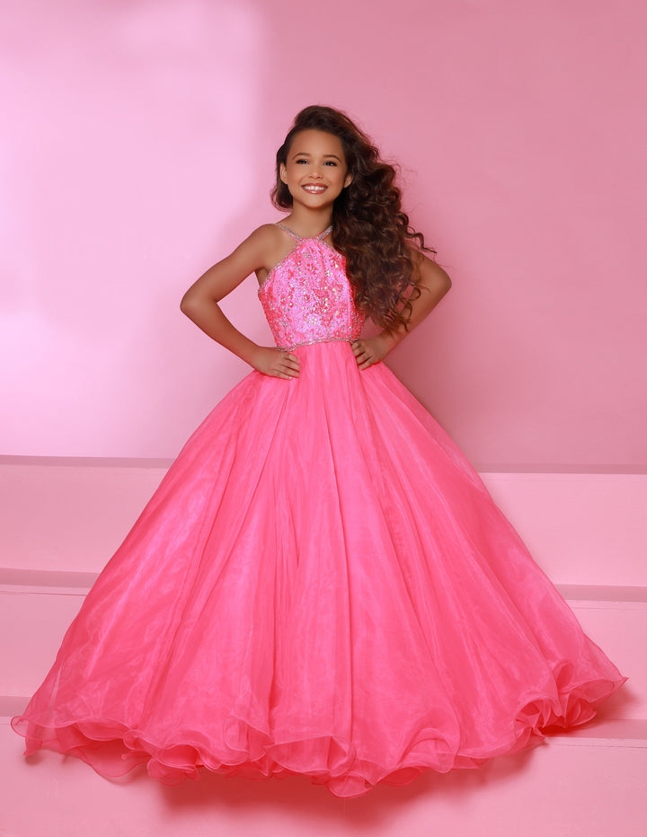 Sugar Kayne C143 Girls Pageant Dress Ballgown Ruffle Organza Train - FOSTANI