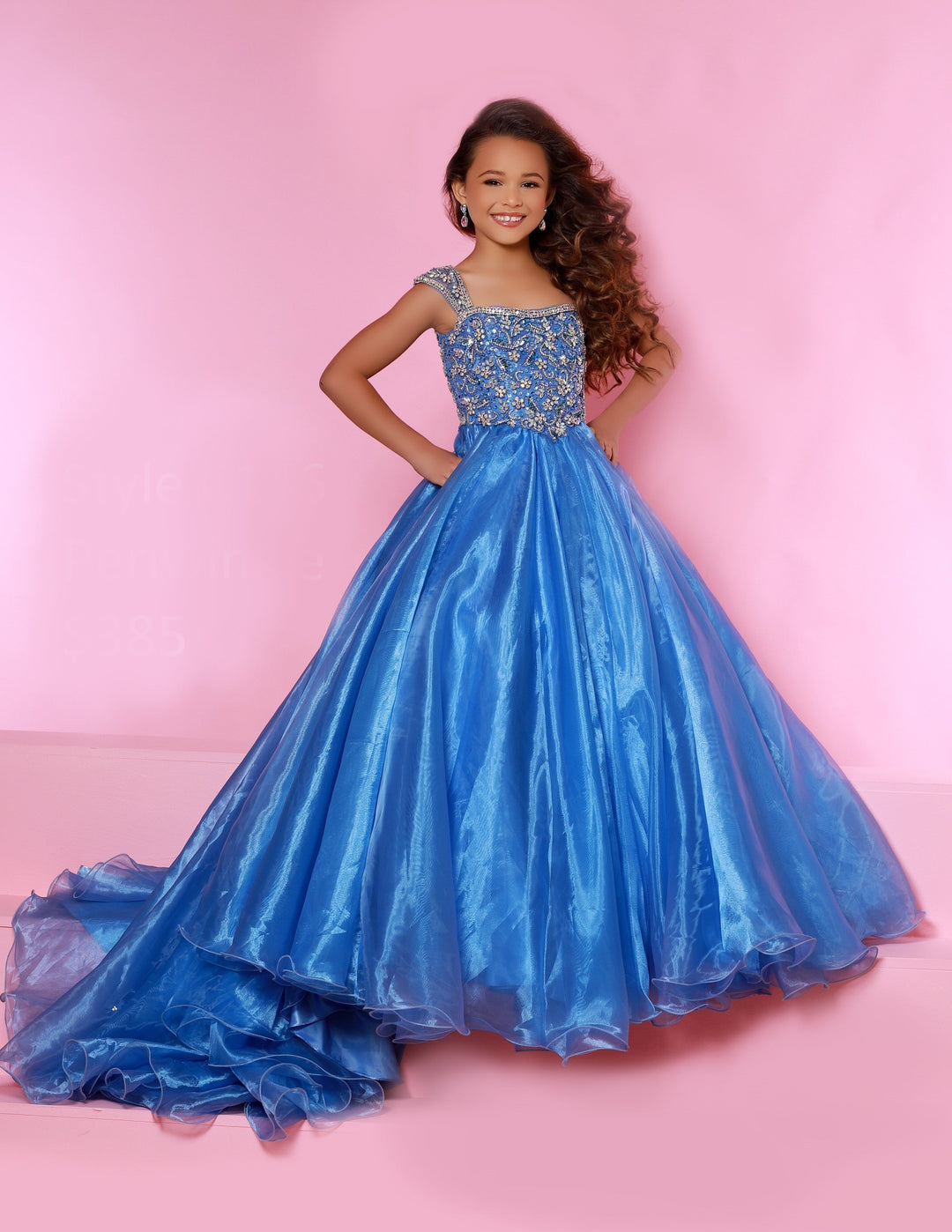 Sugar Kayne C146 Girls and Preteen Pageant Dress Embellished Organza Ballgown - FOSTANI