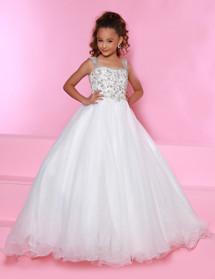 Sugar Kayne C146 Girls and Preteen Pageant Dress Embellished Organza Ballgown - FOSTANI