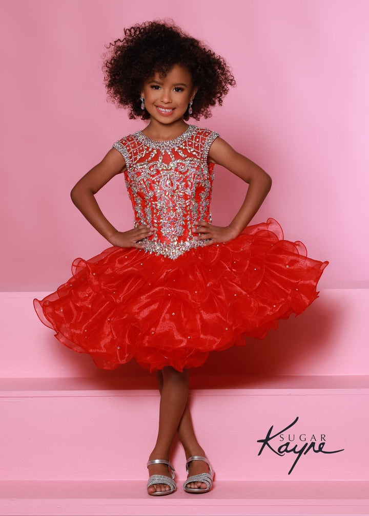 Sugar Kayne C210 Short Ruffle Girls Cupcake Pageant Dress Corset Toddler Baby Formal Gown - FOSTANI