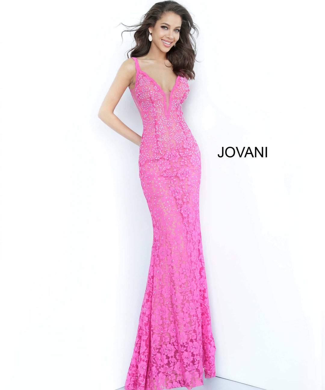 Jovani - Fitted Lace Prom Dress 48994 - FOSTANI